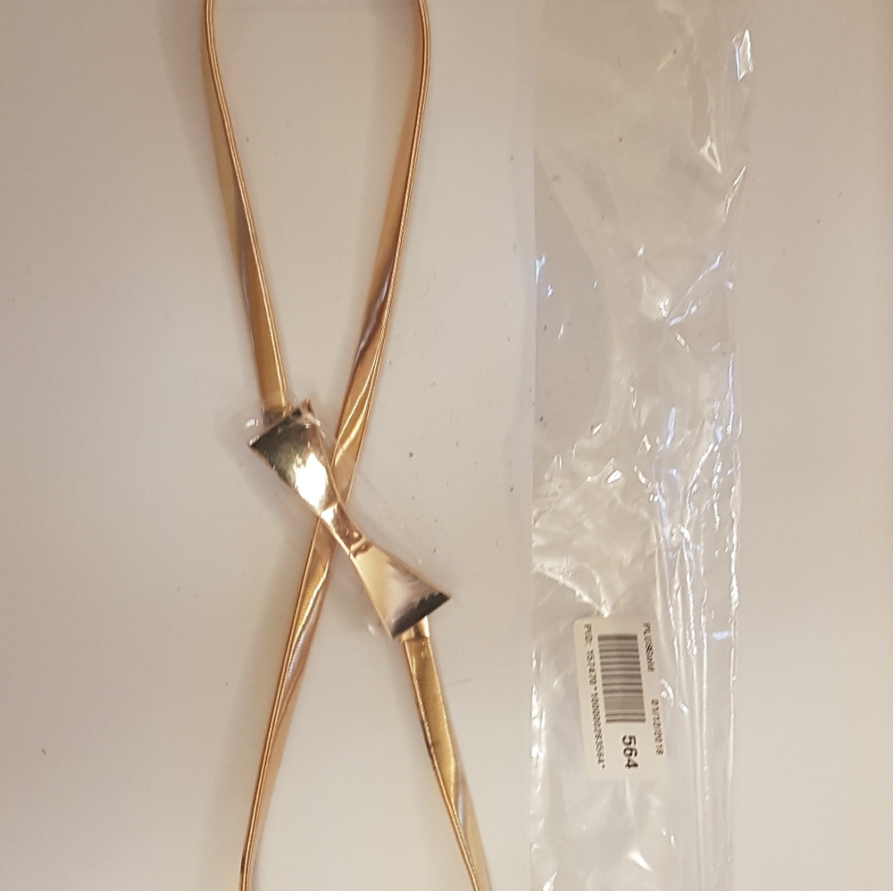 Gold bow metal strechty elastic belt plus size